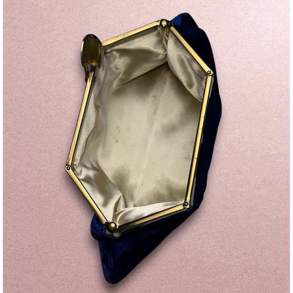 Vintage INGBER Royal Blue Velvet Clutch Purse - Picture 4 of 7